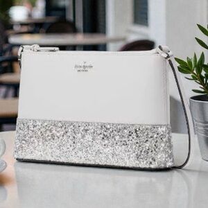 Kate Spade White and Silver Crossbody Bag